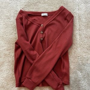 Paper Crane long sleeve waffle knit top